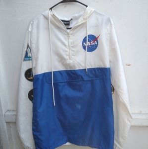 Nasa wind breaker jacket white size medium with patches on the arms